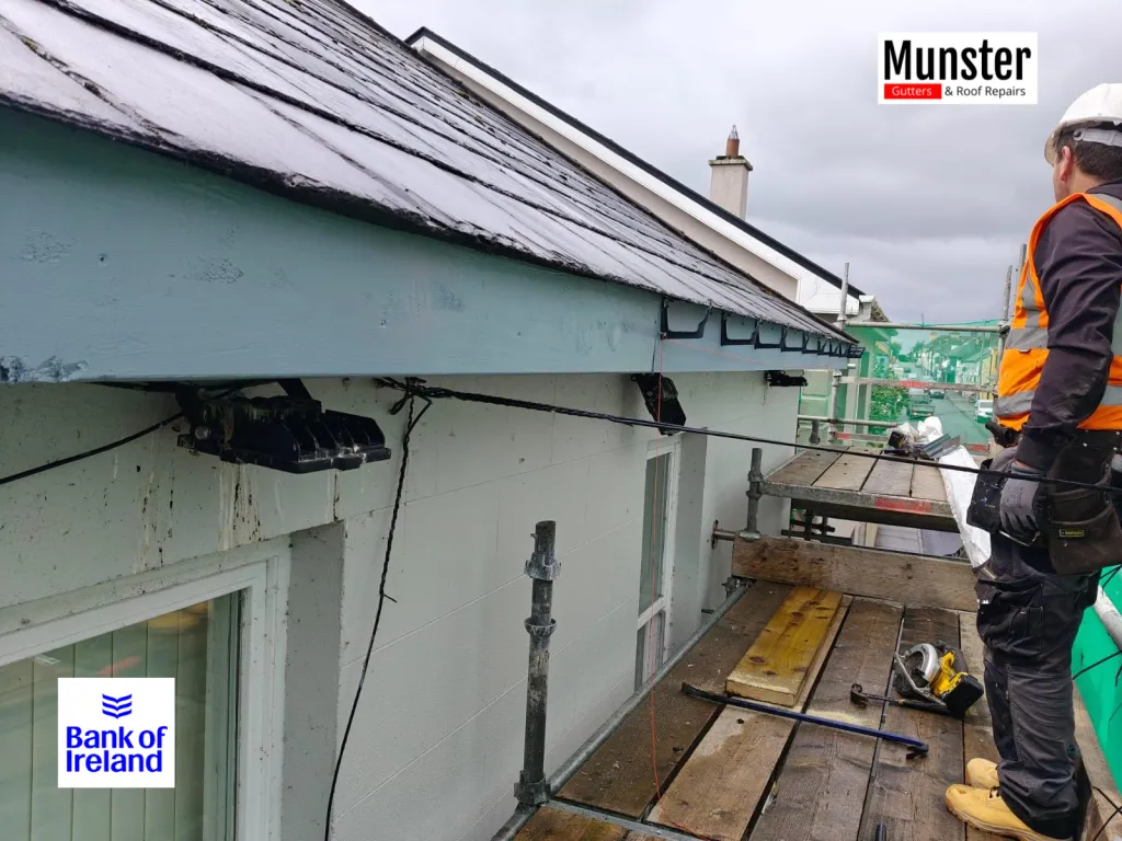 Period-building gutter repair by Munster Gutters for Bank of Ireland